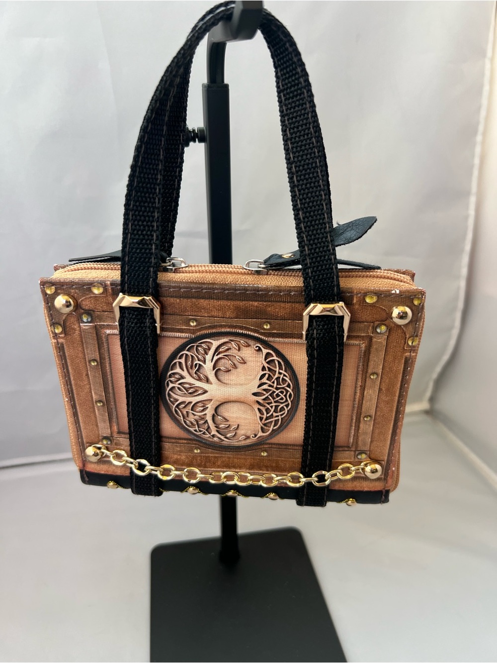 Tree of Life Bronze Accent Mini Bag for electronics.